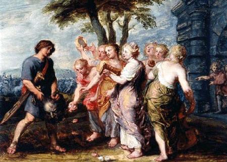 Jan Van Den Hoecke The Triumph of David oil painting picture